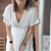 witte damesjurk/tuniek met gouden stiksels Gimena