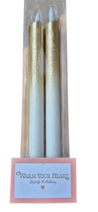 gouden overloop in wit Led-kaarsen Jackie (set van 2)