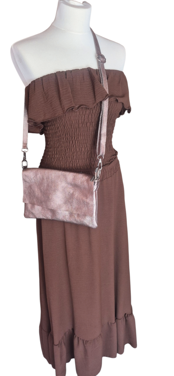 donkerbruine set met franje top & rok Josje - Afbeelding 4