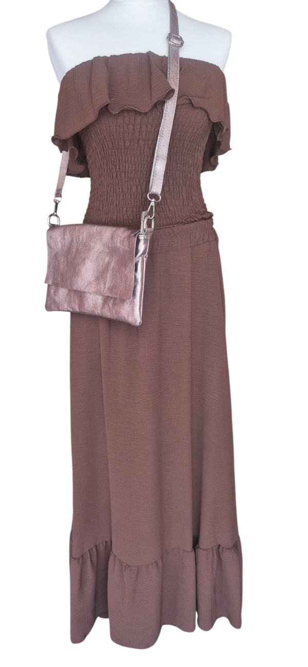 donkerbruine set met franje top & rok Josje - Afbeelding 3