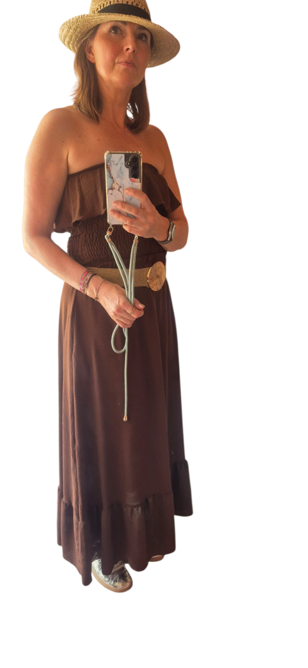 donkerbruine set met franje top & rok Josje - Afbeelding 5