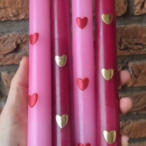 roze rode led kaarsen met hartjes