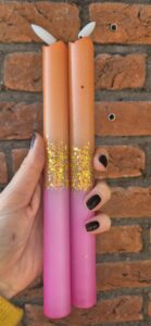 oranje met roze glitter Led-Kaarsen